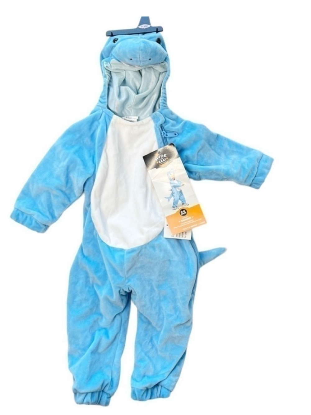 Baby Shark Costume 0-6 Months Infant 3M 6M Hooded Halloween Blue White New NWT